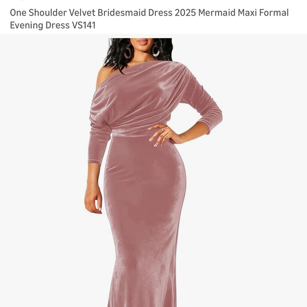 Amazon One Shoulder Dress in Soft Pink Velvet